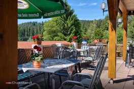 Terras met uitzicht bij Hotel Landgasthof Schwanen